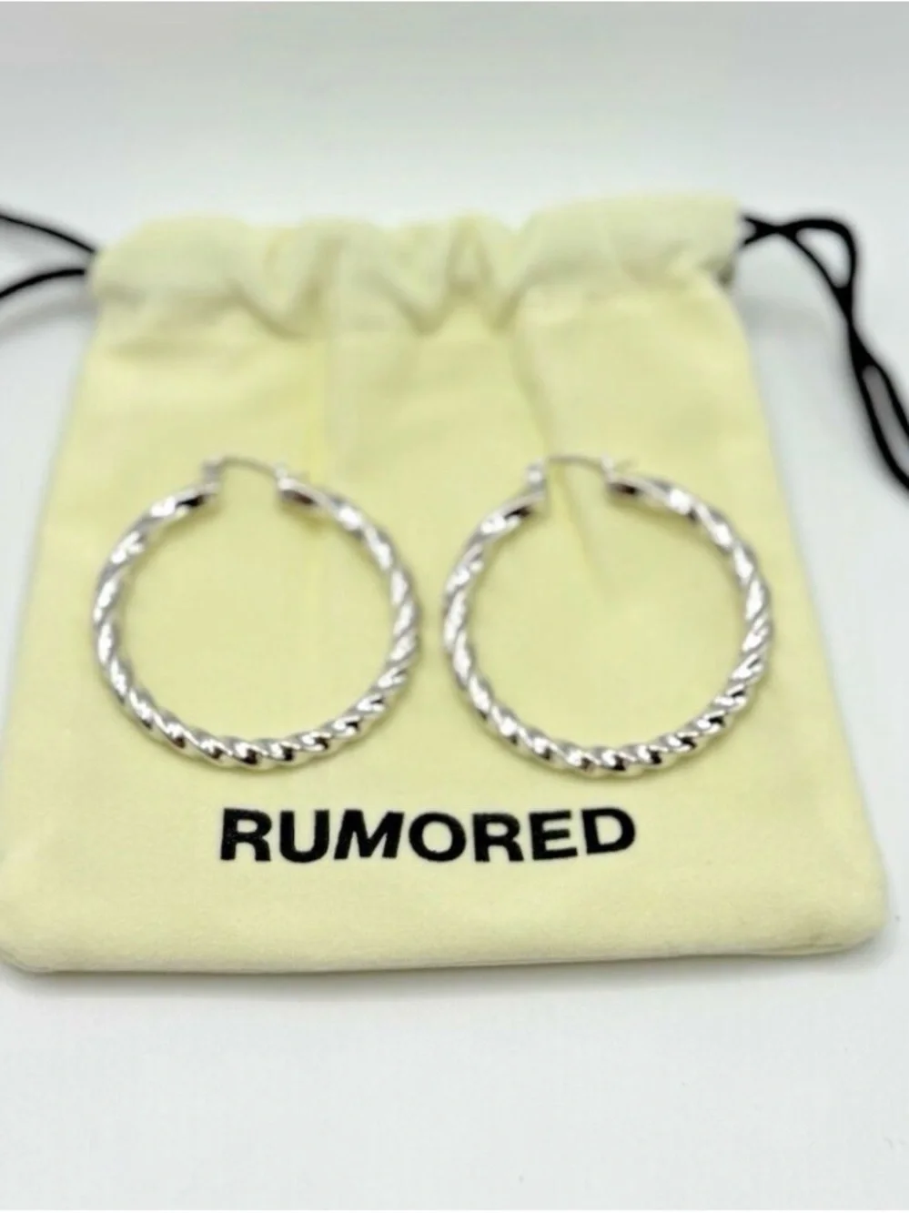 Rumored Cher silver Textured Twist Hoop Earrings - Picture 3 of 4